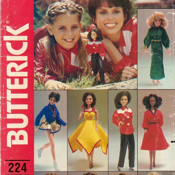 Butterick 224 Crafts Sewing Pattern, Doll Clothes Package, Marie Osmond Barbie Doll Clothes Sewing Pattern