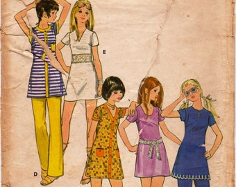 Butterick 5842 Vintage Sewing Pattern, Junior Dress and Pants Sewing Pattern Size 7/8, ©1970