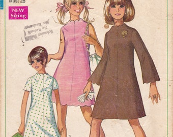 Simplicity 7938 Vintage Sewing Pattern, Juniors' Dress in Two Lengths Sewing Pattern, Size 5/6, ©1968