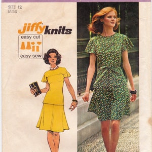 Simplicity 6081 Vintage Sewing Pattern, Misses&#39; Jiffy Knit Two Piece Short Dress Sewing Pattern, ©1973