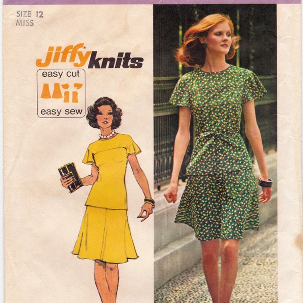 Simplicity 6081 Vintage Sewing Pattern, Misses' Jiffy Knit Two Piece Short Dress Sewing Pattern, ©1973