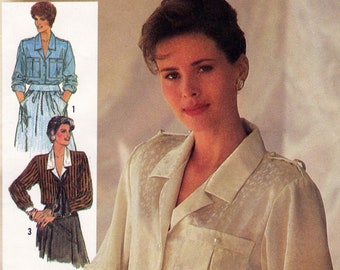 Simplicity 7051 Vintage Sewing Pattern, Misses' Blouse ~ Loose-fitting with Front Button Closing Blouse Pattern, Size 12, ©1985