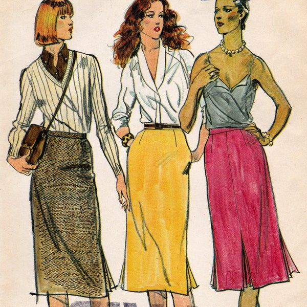 Butterick 6792 Vintage Sewing Pattern, Misses' Skirt ~ Straight Skirt with Back Zipper and Kick Pleats Sewing Pattern, Size 10, ©1980s