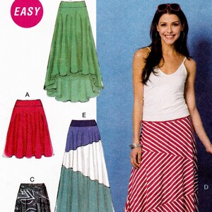 McCall's M6966 Sewing Pattern, Misses' Skirts for Knits ~ Below Waist, Self-Lined Yokes, Hem & Length Variations, Size XS-M, ©2014, UNCUT