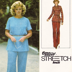 Simplicity 8833 Vintage Sewing Pattern, Women&#39;s Pullover Tunic, Pants & Tie Belt &#39;Time-Saver Knit&#39; Sewing Pattern, Size 42-46, ©1978, UNCUT