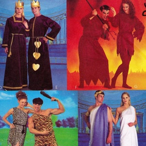 McCall&#39;s 2895 Sewing Pattern, Misses&#39;/Men&#39;s/Teens Costumes ~ Cave Man, Togas, Devils, King & Queen of Hearts, Size XS-XL, ©2000, UNCUT