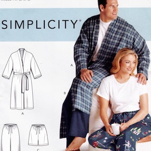 Simplicity S9131 Sewing Pattern, Women&#39;s & Men&#39;s Pants or Shorts and Robe, Unisex Sewing Pattern, Size S-L ©2020, UNCUT