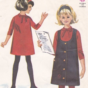 McCall&#39;s 7453 Vintage Sewing Pattern ~ Girl&#39;s Dress and Jumper Sewing Pattern, Size 10, ©1964