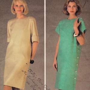 McCall's 8942 Vintage Sewing Pattern, Misses' Straight Pullover Dress with Sleeve Length Variations Sewing Pattern, Size 12, ©1984