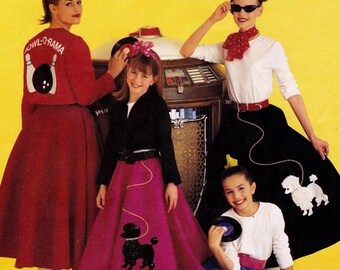 McCall's 8899 Misses' Costumes Sewing Pattern ~ Bowling Jacket & Poodle Skirt Pattern, Size S (8-10), ©1997, UNCUT