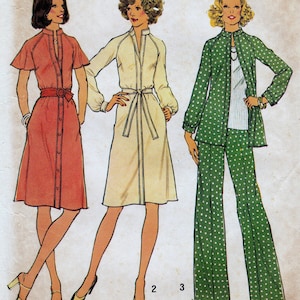 Simplicity 7092 Vintage Sewing Pattern, Misses&#39; Dress or Top & Pants Sewing Pattern, Size 12, ©1973, UNCUT