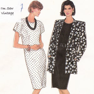 Simplicity 9552 Vintage Sewing Pattern, Misses&#39;/Miss Petite Dress & Unlined Jacket Sewing Pattern, Size 6-14, ©1989, UNCUT
