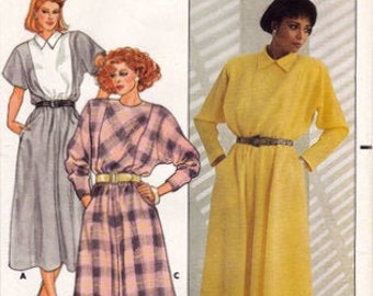 Butterick 3336 Vintage Sewing Pattern, Misses' Dress ~ Flared, Loose-fitting Pullover Dress Sewing Pattern, Size 12 - 16, ©1985, UNCUT