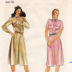 Butterick 3611 Vintage Sewing Pattern, Misses&#39; Dress ~ Round Neckline, Loose Fitting, Front Button Band Dress Pattern, Size 12, ©1980s UNCUT