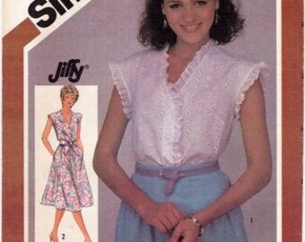 Vintage Simplicity 5882 Sewing Pattern, Misses' Jiffy Dress Top, Size 12-16, 1983, UNCUT