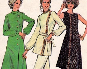 McCall's 3296 Vintage Sewing Pattern, Misses' Dress or Tunic and Pants Recommended for Knits Sewing Pattern, Size 14 ©1972, UNCUT
