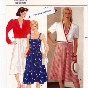 Butterick 6431 Vintage Sewing Pattern, Misses&#39; Dress & Jacket ~ Sundress and Asymmetrical Closing Jacket Sewing Pattern, Size 8-12, UNCUT