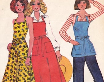 McCall&#39;s Sample Vintage Sewing Pattern, Misses&#39; Butcher Apron, Back Wrap Apron in Three (3) Lengths with Patch Pockets, P - L, ©1975