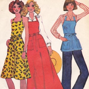 McCall&#39;s Sample Vintage Sewing Pattern, Misses&#39; Butcher Apron, Back Wrap Apron in Three (3) Lengths with Patch Pockets, P - L, ©1975