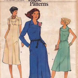 Vogue 9843 Vintage Sewing Pattern, Misses Dress, A-Line Misses Dress with Shaped Front Yoke and Pointed Collar Sewing Pattern, ©1978, UNCUT