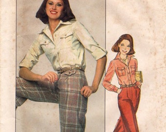 Simplicity 8159 Vintage Sewing Pattern, Juniors Pants and Shirt Sewing Pattern Size 7, ©1977, UNCUT