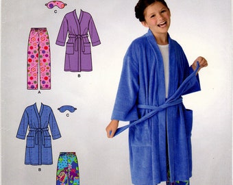 Simplicity 2746 Sewing Pattern, Girls' Pants, Robe and Eye Mask Easy Sewing Pattern, Size 8-16, ©2008, UNCUT