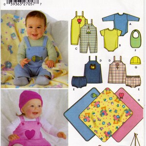 Simplicity 5374 Sewing Pattern, Babies&#39; Overalls, Jumper, Panties, Bib, Blanket, Knit Onesie & Hat Sewing Pattern Size XXS - L, ©2006, UNCUT