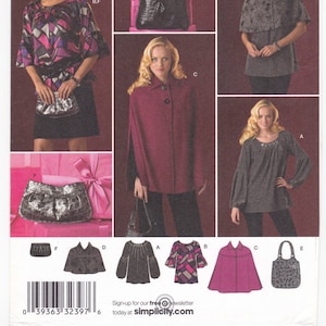 Simplicity 2735 Sewing Pattern, Misses&#39; Cape, Capelet, Tunic and Bags Sewing Pattern Size 6-14, ©2008, UNCUT