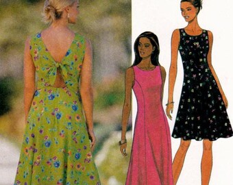 McCall&#39;s 8801 Vintage Sewing Pattern, Misses&#39; Sleeveless Dress in Two Lengths, Halter Style Back with Ties, ©1997