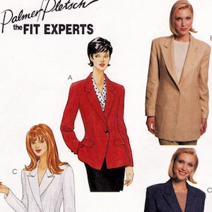 May include: A sewing pattern for three different blazer styles. The blazers are in red, white, and blue. The pattern is called "Petite-Able" and is from Palmer/Pletsch, the Fit Experts.