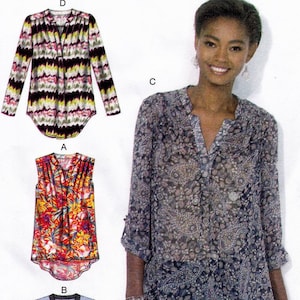 McCall&#39;s M7094 Sewing Pattern, Misses&#39; Tops ~ Loose-fitting, Pullover Tops with Sleeve & Hemline Variations Pattern, Size XS-M, ©2015 UNCUT