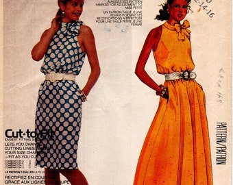 McCall's 2524 Vintage Sewing Pattern, Misses' Dress ~ Pullover, Sleeveless Dresses with Skirt Variations Sewing Pattern, Size 12-16, ©1986