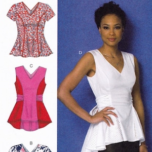 McCall&#39;s M7356 Sewing Pattern, Misses&#39; Tops ~ Fitted Tops with Sleeve & Hemline Variations, Size 6-14, ©2016, UNCUT