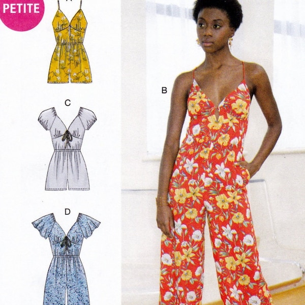 McCall's M7963 Sewing Pattern ~ Misses'/Miss Petite Rompers & Jumpsuits 'Laura Ashley' Sewing Pattern, Size 4-12, ©2019, UNCUT