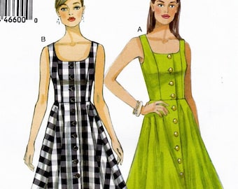 Vogue 9182 Sewing Pattern, Misses' Dress ~ Close-fitting Bodice, Side Pockets, Length Variations Sewing Pattern, Size 6-14, ©2016, UNCUT