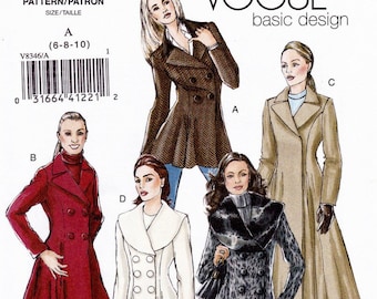 Vogue 8346 Sewing Pattern, Misses' Coats ~ Lined with Collar, Length & Closure Variations Easy Sewing Pattern, Size 6-10, ©2007, UNCUT