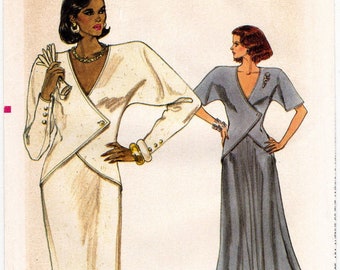 Vogue 9959 Vintage Sewing Pattern, Misses' Dress ~ Button Front Bodice with Sleeve Variations Sewing Pattern Size 8-12, ©1987, UNCUT