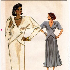 Vogue 9959 Vintage Sewing Pattern, Misses&#39; Dress ~ Button Front Bodice with Sleeve Variations Sewing Pattern Size 8-12, ©1987, UNCUT
