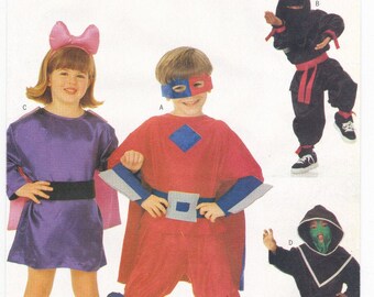 Butterick 6757 Kid's Costumes Sewing Pattern ~ Boys' & Girls' Super Heros Costumes Sewing Pattern, Size XS - L (4-14), ©2000, UNCUT