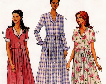 McCall&#39;s 8648 Vintage Sewing Pattern, Misses&#39; Dress, Button Front, High Waisted, Sleeve Variations Sewing Pattern, ©1997