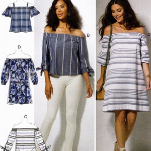 McCall&#39;s M7543 Sewing Pattern, Misses&#39; Tops, Tunic & Dress ~ Pullover, Off the Shoulder with Sleeve Variations, Size XS-M, ©2017, UNCUT