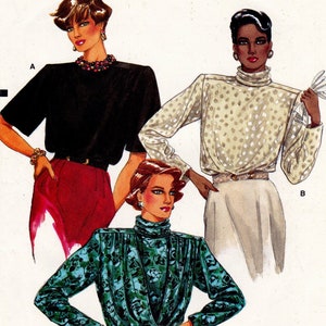 Vogue 9445 Vintage Sewing Pattern, Misses&#39; Blouses ~ Set of Very Easy Blouses with Neck & Sleeve Variations, Size 8-12, ©1985, UNCUT
