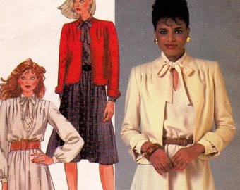 McCall's 8708 Vintage Sewing Pattern, Misses' Dress and Unlined Jacket Sewing Pattern, Size 16, ©1983, UNCUT