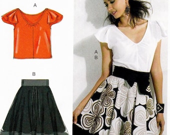 McCall's M6570 Sewing Pattern, Misses' Top & Lined Skirt Easy Sewing Pattern, Size 4-12, ©2012, UNCUT