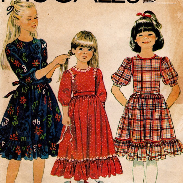 McCall's 6817 Vintage Sewing Pattern, Girl's Dress ~ Back Zippered Dress in Two Lengths with Round Neckline Sewing Pattern, Size 7, ©1979