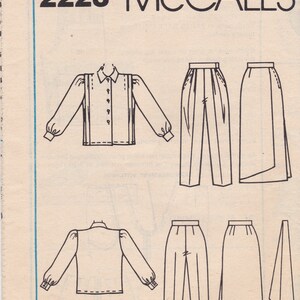 Mccall's 2223 Vintage Sewing Pattern, Misses' Blouse, Tie, Skirt ...