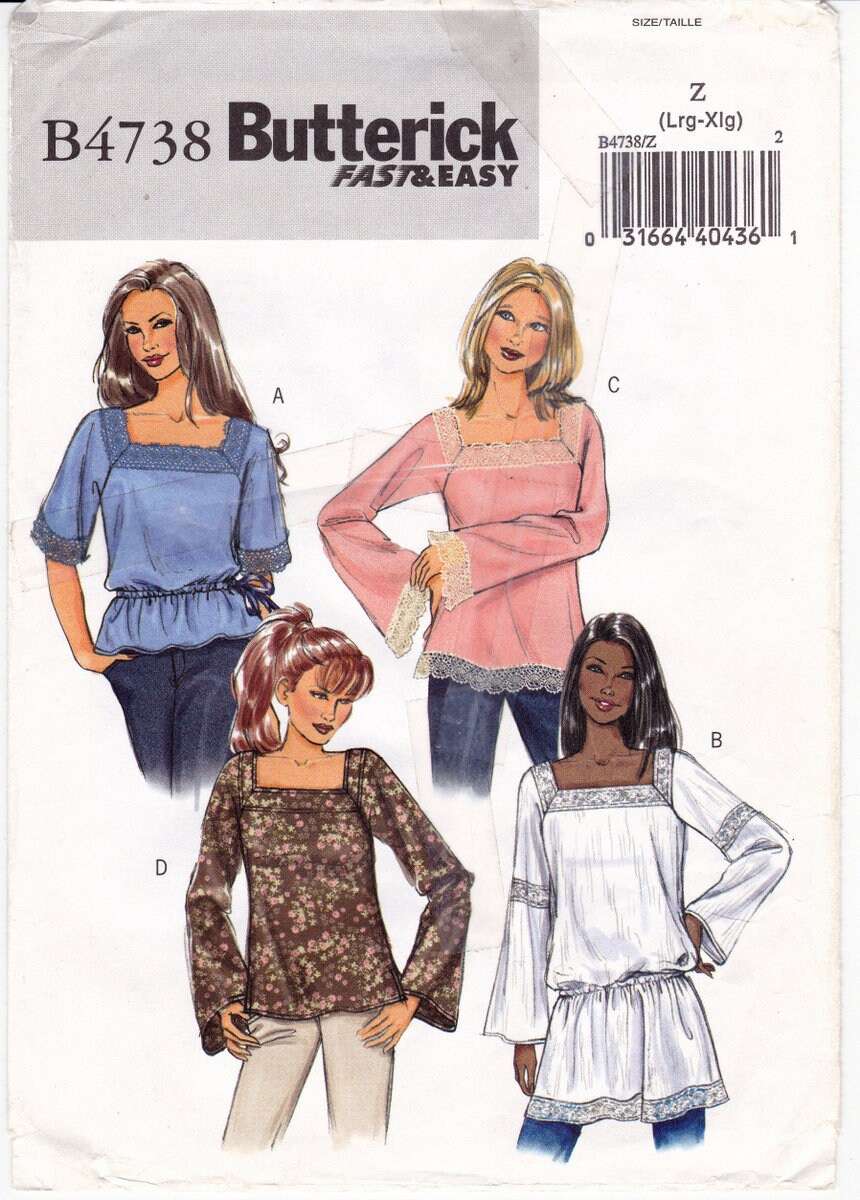 Sewing & Fiber Patterns Butterick Fast and Easy Misses Top Sewing