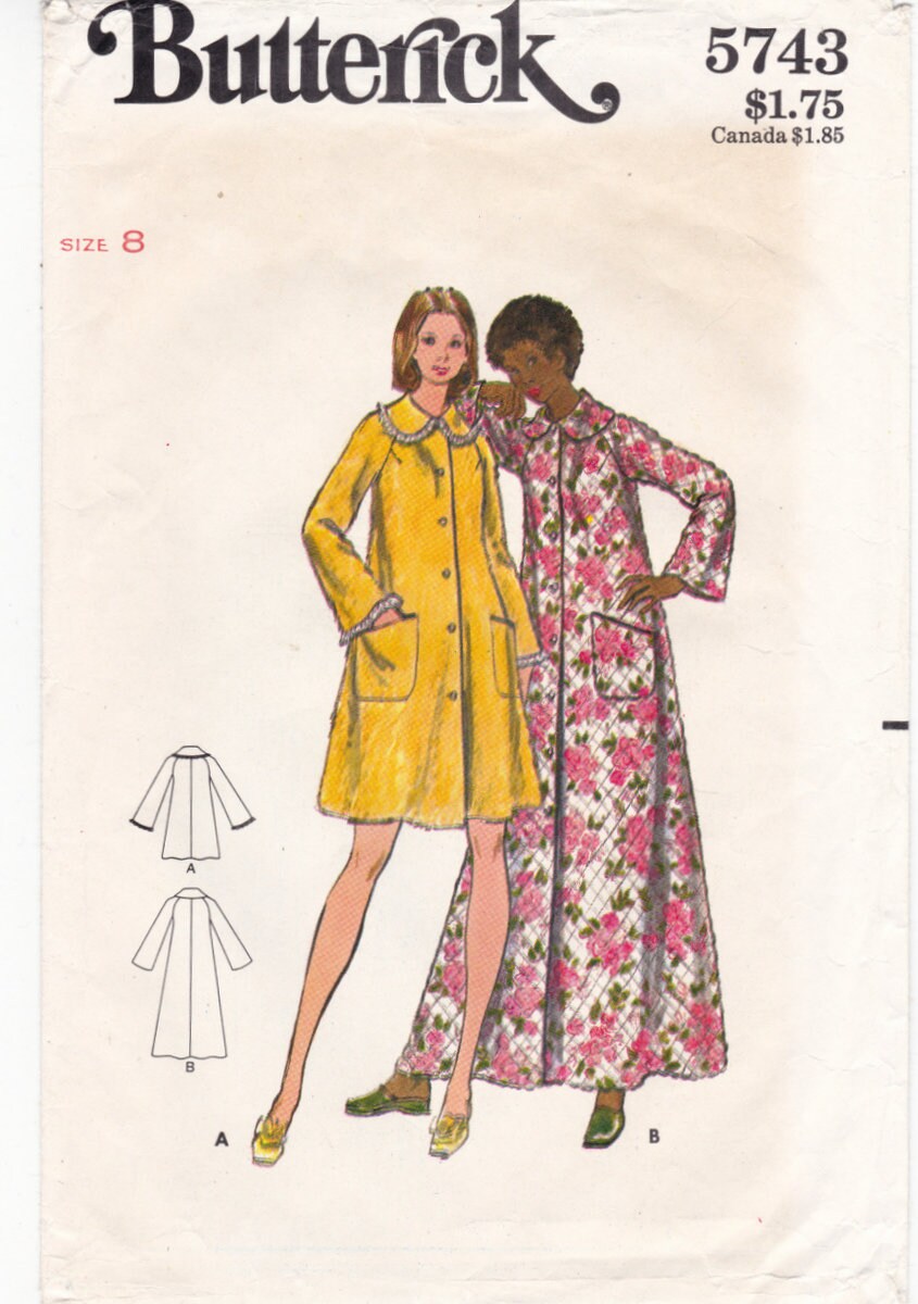 Butterick 5743 Vintage Sewing Pattern, Misses' Robe ~ Loose Fitting, A ...