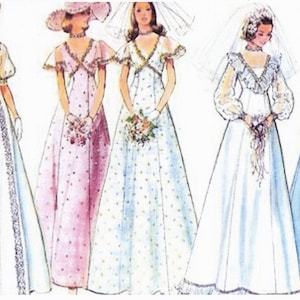 Simplicity 6399 Vintage Sewing Pattern, Misses Wedding & Bridesmaid Dress Sewing Pattern, Size 12, ©1974, UNCUT