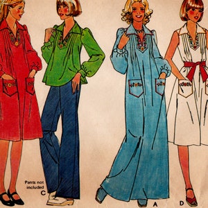 McCall&#39;s 5483 Vintage Sewing Pattern, Misses&#39; Caftan, Dress or Top with Transfer for Embroidery, Sewing Pattern, Size S (10-12), ©1977
